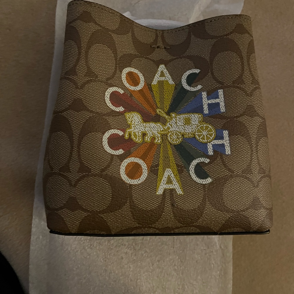 NWT! Coach Signature Rainbow Mini bucket bag 3 set - Picture 11 of 14